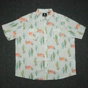 Raised By Coyotes Shirt Men 3XL White Cryin Saguaros Pearl Snap Western SS